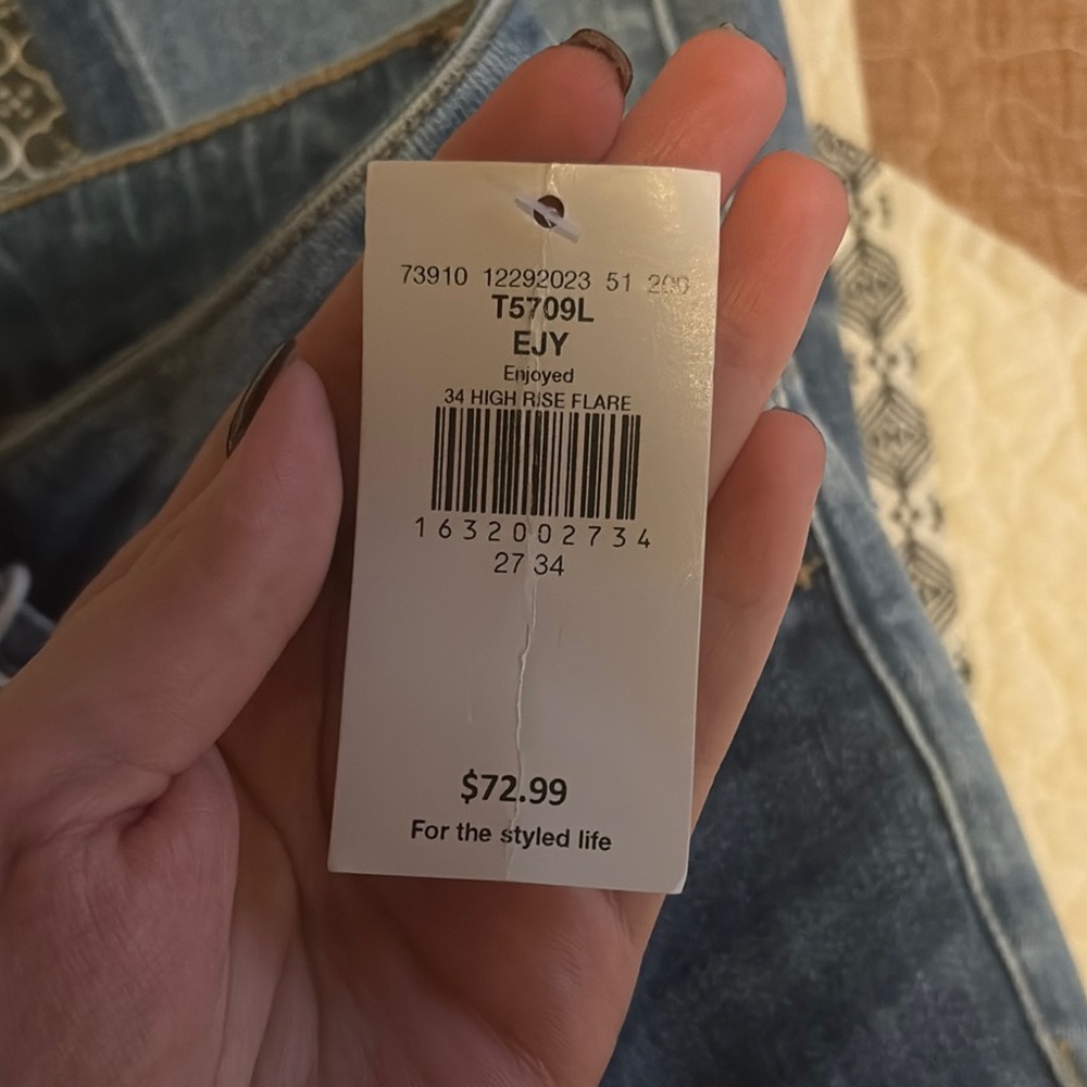 Stylish Denim Patchwork Flare Jeans - image 5